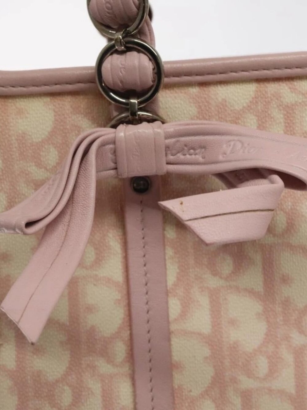 Christian Dior Trotter Canvas Romantic Chain Bag PVC Pink Silver - Picture 7 of 16